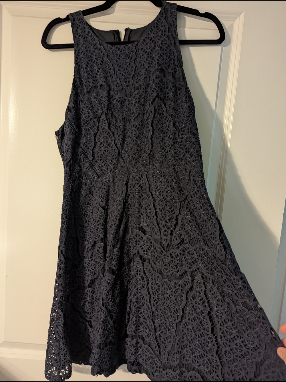 Brixon Ivy Navy Lace Fit-and-Flare Dress, Size M